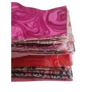Pink Fabric Assortment Scraps Quilting, Crafts, Sewing 9" x 6" Lot of 51